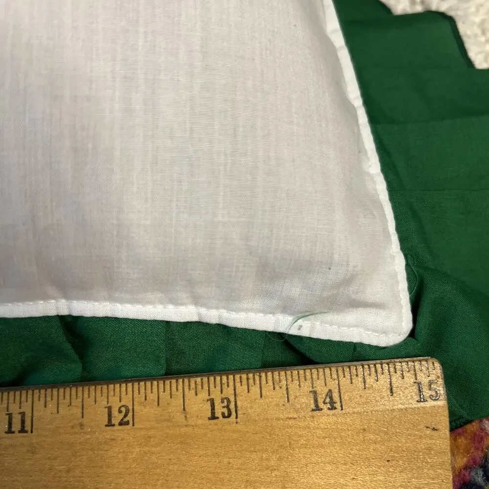 Vintage Christmas Pinwheel Quilt Pillow Red Green Ruffle Farmhouse Country